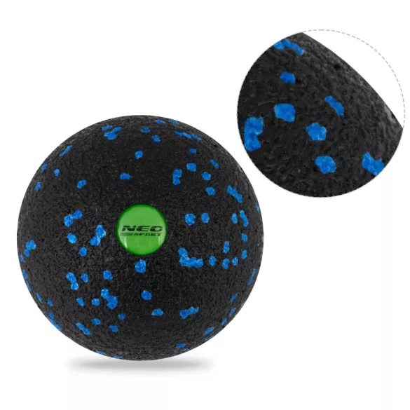 Masszázslabda, Neo-Sport NS-965, fekete/kék, átmérő: 8 cm, vízálló, EPP hab (TE196500)
