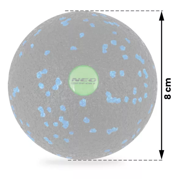 Masszázslabda, Neo-Sport NS-965, fekete/kék, átmérő: 8 cm, vízálló, EPP hab (TE196500)