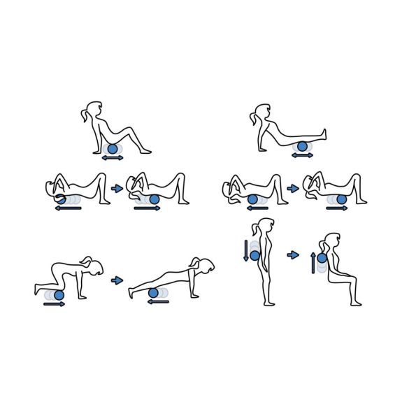 Masszázslabda és dupla masszázslabda készlet, Neo-Sport, NS-997, 8 cm és 8 x 16 cm, fekete-kék, vízálló, könnyen tisztítható, EPP hab, tartós