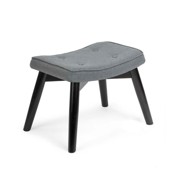 Lábtartós fotel, Sofotel Norse, szürke/fekete, lábtartóval, füles kialakítás, kárpitozott, bükkfa, filccel alábélelt lábak, levehető huzatú párna, skandináv stílus