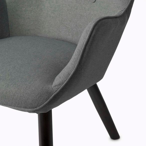 Lábtartós fotel, Sofotel Norse, szürke/fekete, lábtartóval, füles kialakítás, kárpitozott, bükkfa, filccel alábélelt lábak, levehető huzatú párna, skandináv stílus