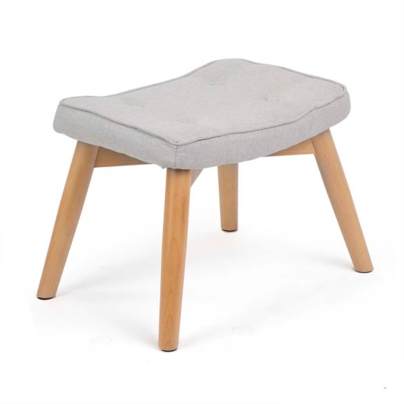 Lábtartós fotel, Sofotel Norse, világosszürke, lábtartóval, füles kialakítás, kárpitozott, bükkfa, filccel alábélelt lábak, levehető huzatú párna, skandináv stílus