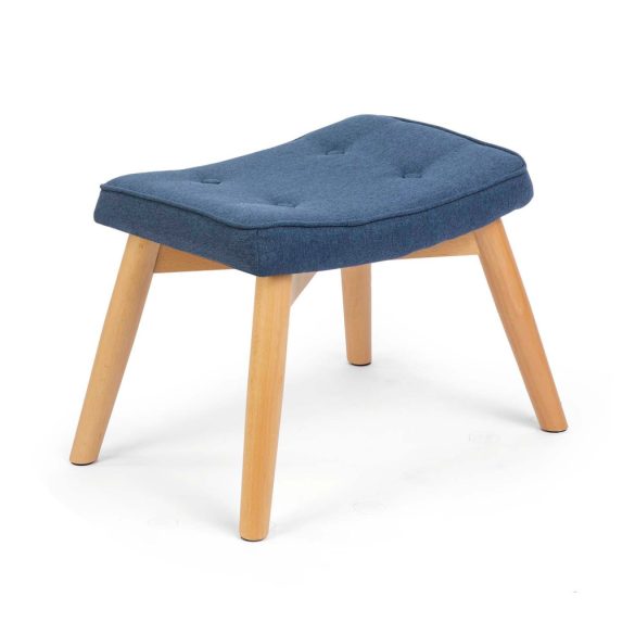 Lábtartós fotel, Sofotel Norse, kék, lábtartóval, füles kialakítás, kárpitozott, bükkfa, filccel alábélelt lábak, levehető huzatú párna, skandináv stílus