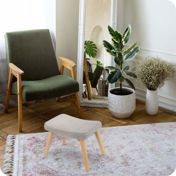 Lábtartó, Sofotel Norse, szürke, skandináv stílusú, kárpitozott velúr (poliészter) huzat, filc talpakkal, padlóbarát, stabil