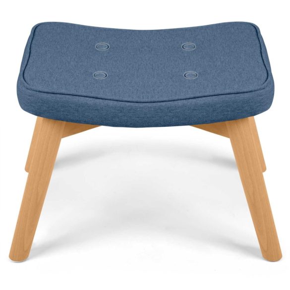 Lábtartó, Sofotel Norse, kék, skandináv stílusú, kárpitozott velúr (poliészter) huzat, filc talpakkal, padlóbarát, stabil