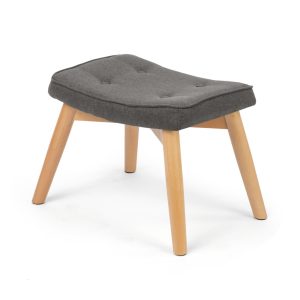 Lábtartó, Sofotel Norse, sötétszürke, skandináv stílusú, kárpitozott velúr (poliészter) huzat, filc talpakkal, padlóbarát, stabil