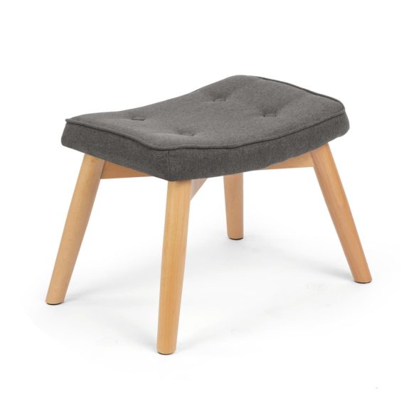Lábtartó, Sofotel Norse, sötétszürke, skandináv stílusú, kárpitozott velúr (poliészter) huzat, filc talpakkal, padlóbarát, stabil