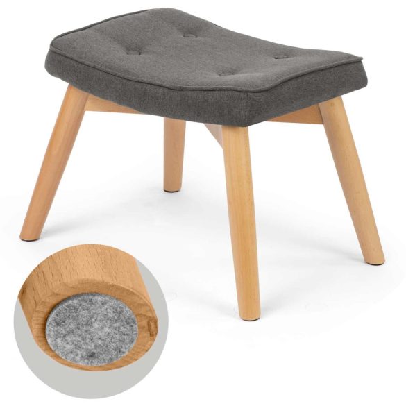 Lábtartó, Sofotel Norse, sötétszürke, skandináv stílusú, kárpitozott velúr (poliészter) huzat, filc talpakkal, padlóbarát, stabil
