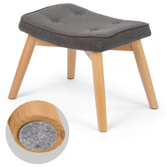 Lábtartó, Sofotel Norse, sötétszürke, skandináv stílusú, kárpitozott velúr (poliészter) huzat, filc talpakkal, padlóbarát, stabil