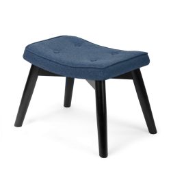   Lábtartó, Sofotel Norse, sötétkék/fekete, skandináv stílusú, kárpitozott velúr (poliészter) huzat, filc talpakkal, padlóbarát, stabil
