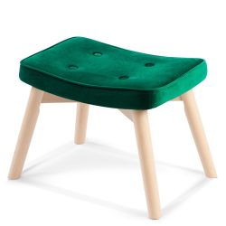   Lábtartó, Sofotel Norse, zöld, skandináv stílusú, kárpitozott velúr (poliészter) huzat, filc talpakkal, padlóbarát, stabil