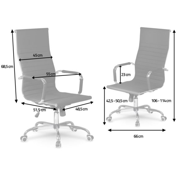 Irodai szék, Sofotel Tokio, fekete, ergonomikus magas háttámla, hintamechanika, állítható magasság, krómozott talp és karfák, műbőr kárpit