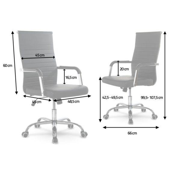 Irodai szék, Sofotel Boston, fekete, műbőr kárpit, krómozott karfák és csillagtalp, Tilt hintamechanika, gumírozott kerekek, ergonomikus háttámla