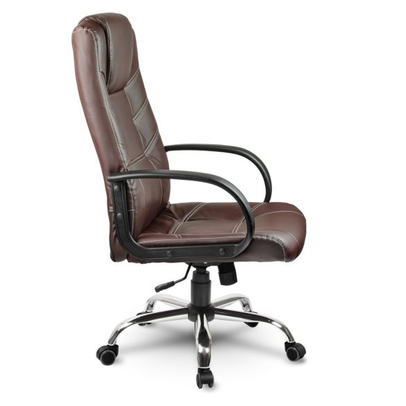 Irodai szék, Sofotel EG-221, barna, 45-55 cm ülésmagasság, 106–116 cm, műbőr kárpit, Tilt hintamechanika, krómozott talp, gumírozott kerekek