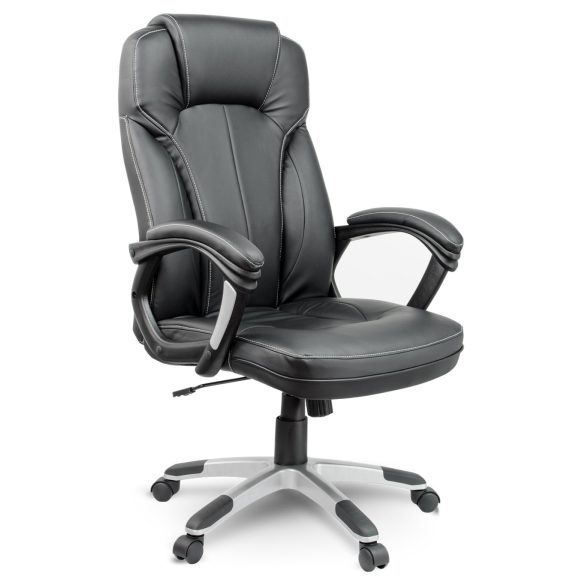 Irodai szék, Sofotel EG-222, fekete, 47-57 cm ülésmagasság, műbőr kárpitozás, hintamechanika, gumírozott kerekek