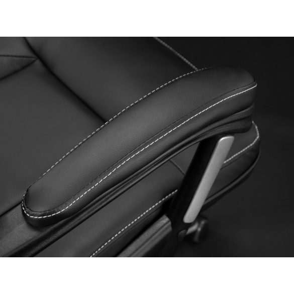 Irodai szék, Sofotel EG-222, fekete, 47-57 cm ülésmagasság, műbőr kárpitozás, hintamechanika, gumírozott kerekek