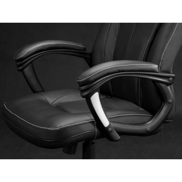 Irodai szék, Sofotel EG-222, fekete, 47-57 cm ülésmagasság, műbőr kárpitozás, hintamechanika, gumírozott kerekek