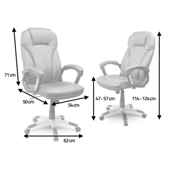 Irodai szék, Sofotel EG-222, fekete, 47-57 cm ülésmagasság, műbőr kárpitozás, hintamechanika, gumírozott kerekek