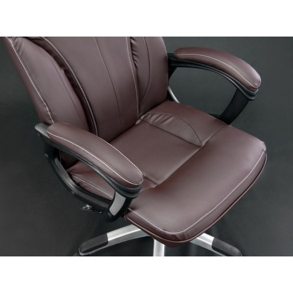 Irodai szék, Sofotel EG-222, barna, 47-57 cm ülésmagasság, műbőr kárpitozás, hintamechanika, gumírozott kerekek