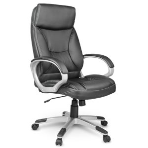 Irodai szék, Sofotel EG-223, fekete, műbőr kárpitozás, Tilt hintamechanika, gumírozott kerekek