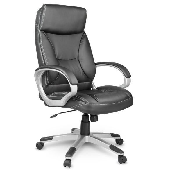 Irodai szék, Sofotel EG-223, fekete, műbőr kárpitozás, Tilt hintamechanika, gumírozott kerekek