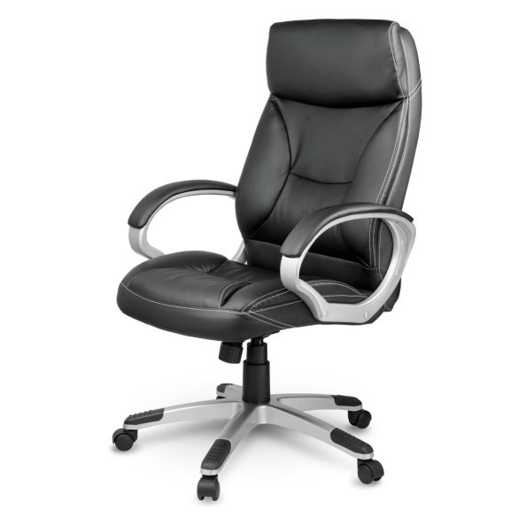 Irodai szék, Sofotel EG-223, fekete, műbőr kárpitozás, Tilt hintamechanika, gumírozott kerekek