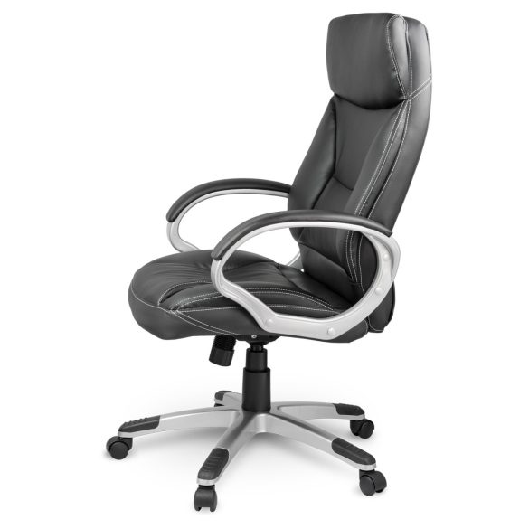 Irodai szék, Sofotel EG-223, fekete, műbőr kárpitozás, Tilt hintamechanika, gumírozott kerekek