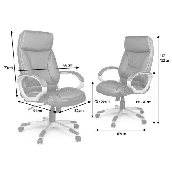 Irodai szék, Sofotel EG-223, fekete, műbőr kárpitozás, Tilt hintamechanika, gumírozott kerekek