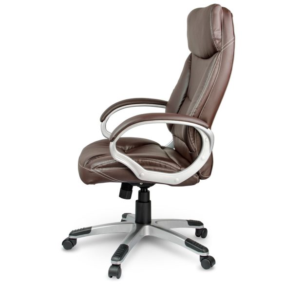 Irodai szék, Sofotel EG-223, barna, műbőr kárpitozás, Tilt hintamechanika, gumírozott kerekek