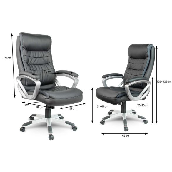 Irodai szék, Sofotel EG-226, fekete, műbőr kárpit, Tilt hintamechanika zárral, állítható ülésmagasság, integrált fejtámla