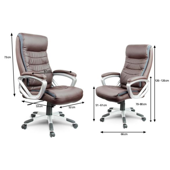 Irodai szék, Sofotel EG-226, barna, műbőr kárpit, Tilt hintamechanika zárral, állítható ülésmagasság, integrált fejtámla