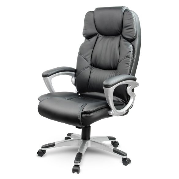 Irodai szék, Sofotel EG-227, fekete, 47-55 cm ülésmagasság, műbőr kárpitozás, gumírozott kerekek
