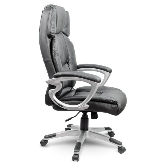 Irodai szék, Sofotel EG-227, fekete, 47-55 cm ülésmagasság, műbőr kárpitozás, gumírozott kerekek