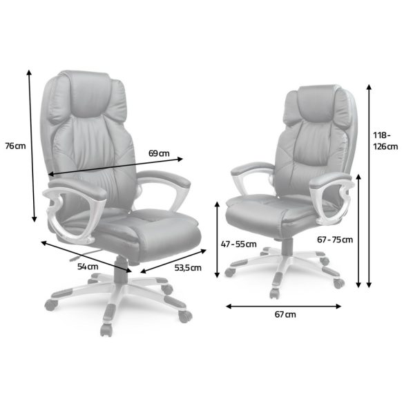 Irodai szék, Sofotel EG-227, fekete, 47-55 cm ülésmagasság, műbőr kárpitozás, gumírozott kerekek