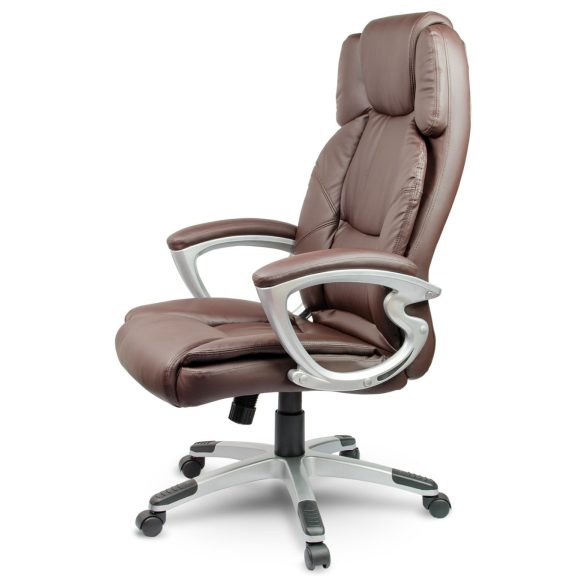 Irodai szék, Sofotel EG-227, barna, 47-55 cm ülésmagasság, műbőr kárpitozás, gumírozott kerekek