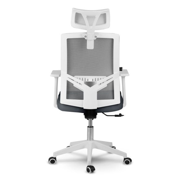 Irodai szék, Sofotel Rotar, sötétszürke, mikrohálós, hintamechanika, állítható fejtámla, állítható ülésmagasság, gumírozott kerekek, ötágú talp