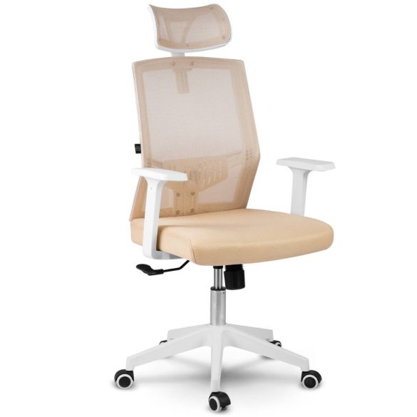 Irodai szék, Sofotel Rotar, bézs, mikrohálós, hintamechanika, állítható fejtámla, állítható ülésmagasság, gumírozott kerekek, ötágú talp