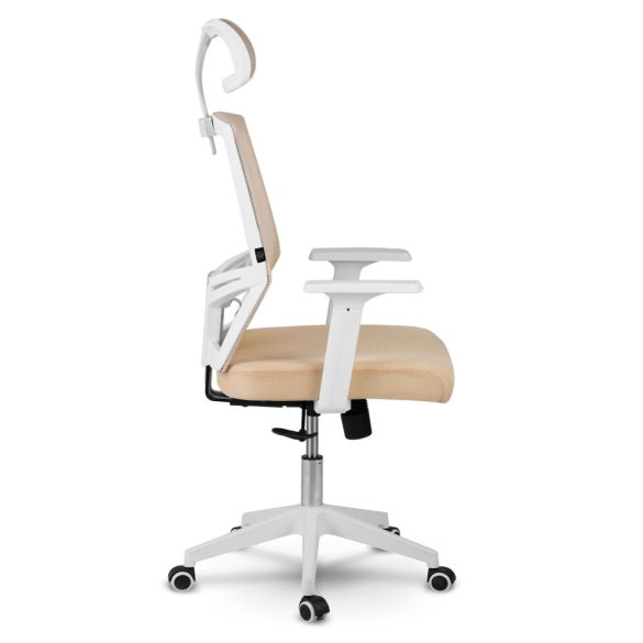 Irodai szék, Sofotel Rotar, bézs, mikrohálós, hintamechanika, állítható fejtámla, állítható ülésmagasság, gumírozott kerekek, ötágú talp