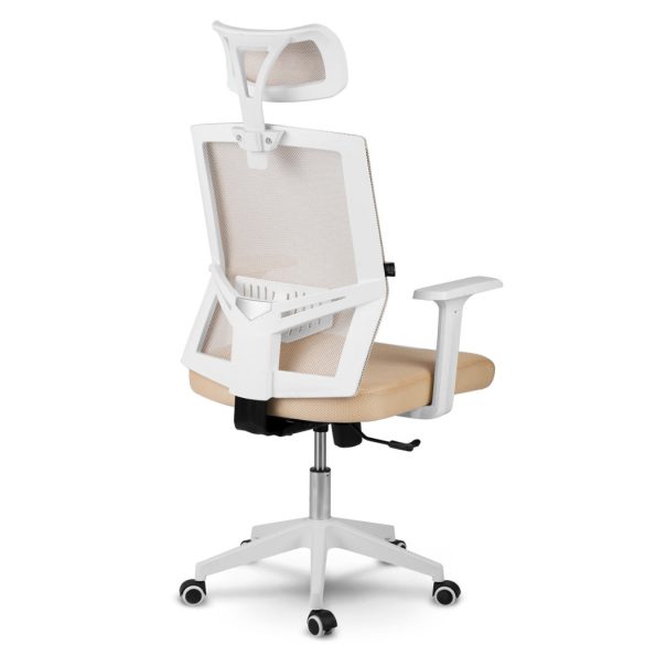 Irodai szék, Sofotel Rotar, bézs, mikrohálós, hintamechanika, állítható fejtámla, állítható ülésmagasság, gumírozott kerekek, ötágú talp