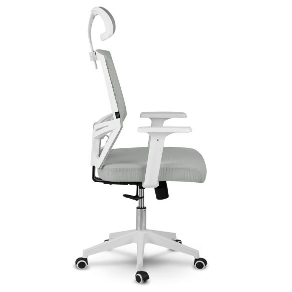 Irodai szék, Sofotel Rotar, szürke, mikrohálós, hintamechanika, állítható fejtámla, állítható ülésmagasság, gumírozott kerekek, ötágú talp