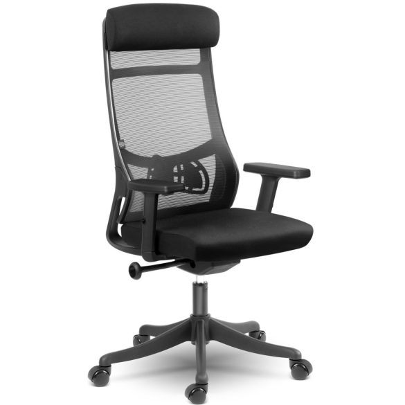 Irodai szék, Sofotel Brema, fekete, 121-127 cm, mikrohálós háttámla, állítható, gázliftes magasságállítás, gumírozott kerekek, 120 kg teherbírás