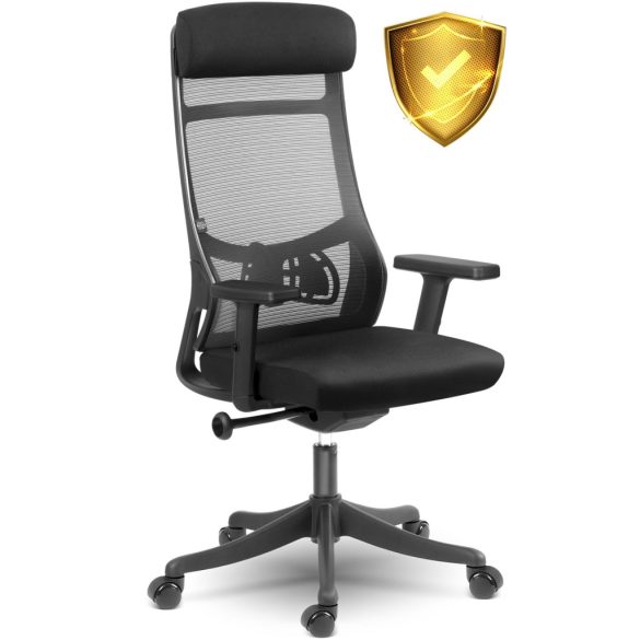 Irodai szék, Sofotel Brema, fekete, 121-127 cm, mikrohálós háttámla, állítható, gázliftes magasságállítás, gumírozott kerekek, 120 kg teherbírás