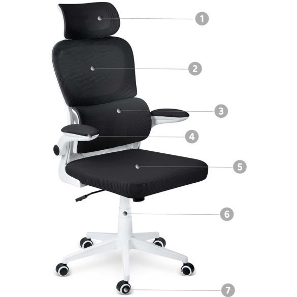 Irodai szék, Sofotel Formax, fekete, 121-131 cm, mikrohálós háttámla, állítható, hintamechanika, gázliftes magasságállítás, gumírozott kerekek, 120 kg teherbírás