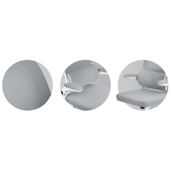 Irodai szék, Sofotel Formax, szürke, 121-131 cm, mikrohálós háttámla, állítható, hintamechanika, gázliftes magasságállítás, gumírozott kerekek, 120 kg teherbírás