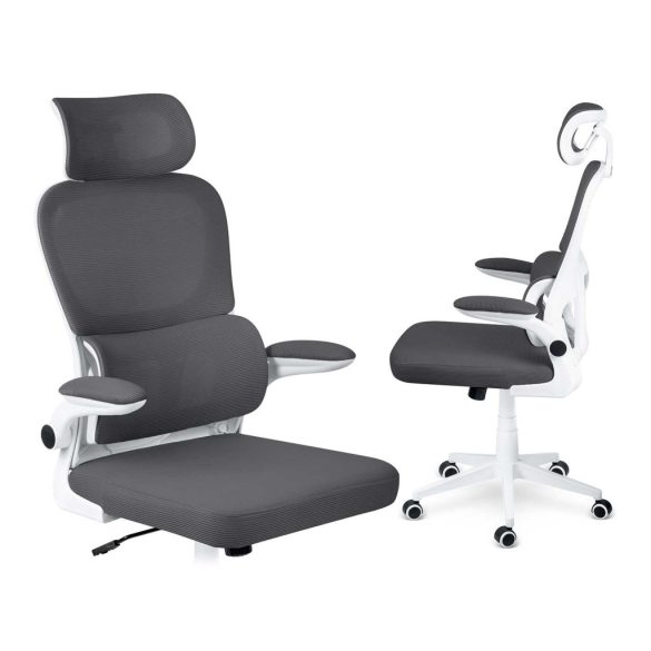 Irodai szék, Sofotel Formax, grafitszürke, 121-131 cm, mikrohálós háttámla, állítható, hintamechanika, gázliftes magasságállítás, gumírozott kerekek, 120 kg teherbírás