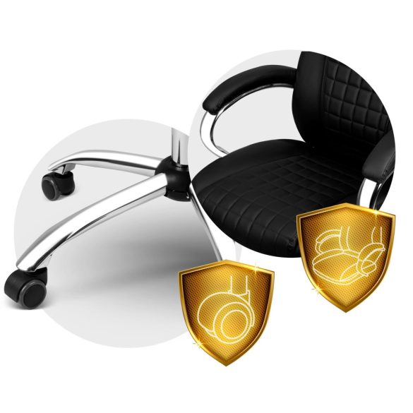 Irodai szék, Sofotel Batory, fekete, 115–121 cm, műbőr kárpit, állítható magasság, gumírozott kerekek, hintamechanika, 120 kg teherbírás