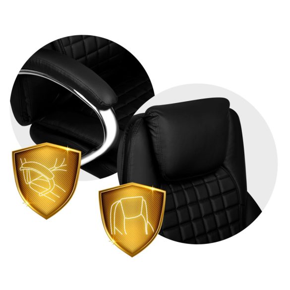 Irodai szék, Sofotel Batory, fekete, 115–121 cm, műbőr kárpit, állítható magasság, gumírozott kerekek, hintamechanika, 120 kg teherbírás