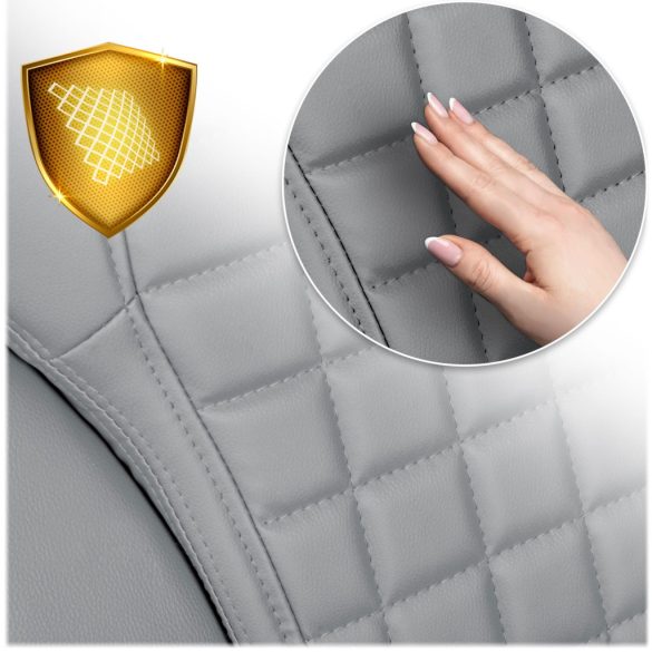 Irodai szék, Sofotel Batory, világosszürke, 115–121 cm, műbőr kárpit, állítható magasság, gumírozott kerekek, hintamechanika, 120 kg teherbírás