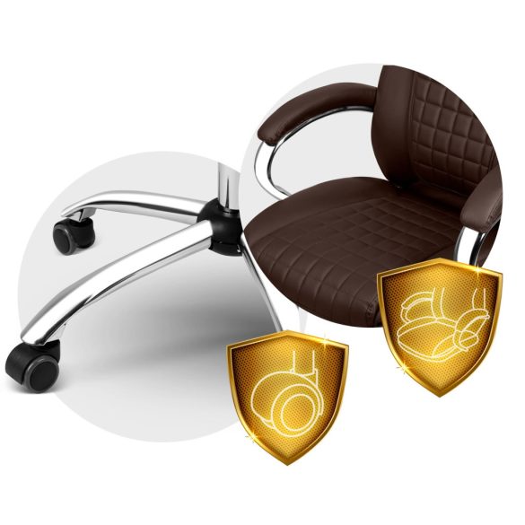 Irodai szék, Sofotel Batory, gesztenyebarna, 115–121 cm, műbőr kárpit, állítható magasság, gumírozott kerekek, hintamechanika, 120 kg teherbírás