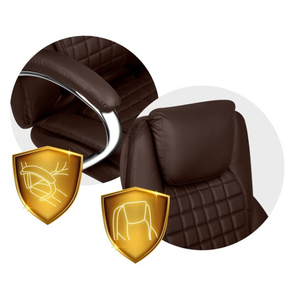 Irodai szék, Sofotel Batory, gesztenyebarna, 115–121 cm, műbőr kárpit, állítható magasság, gumírozott kerekek, hintamechanika, 120 kg teherbírás